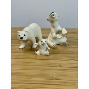 VTG Hagen Renaker Porcelain Polar Bear Family Mom Dad Baby Set Retired Miniature
